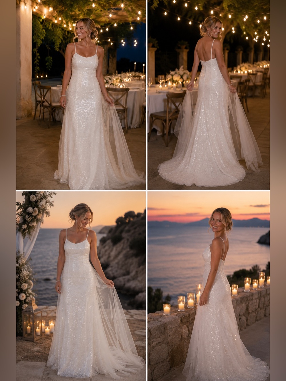 White by Vera Wang Sequin Tulle Slip Wedding Dress Soft White Bridal Gown Sz 10